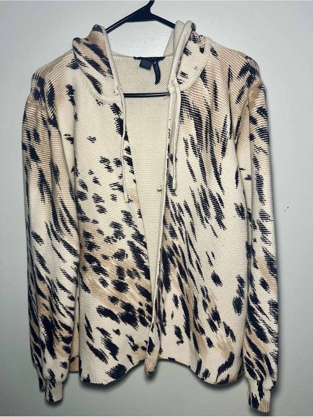 FDJ French Dressing Jeans XXL Cream & Black Abstract Animal Print Knit jacket